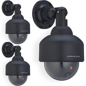 Relaxdays 3x dummy dome camera met led-lampje - nep bewakingscamera binnen & buiten