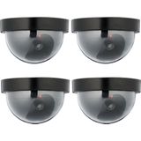 Relaxdays dummy dome camera, set van 4, met led, binnen & buiten, op batterijen, nep beveiligingscamera plafond, zwart