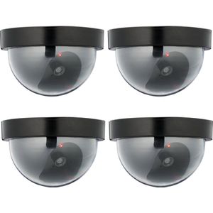 Relaxdays dummy dome camera set van 4 - met led - binnen - buiten - op batterijen - nep beveiligingscamera plafond