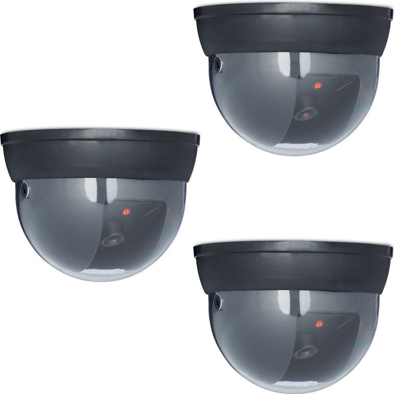 Relaxdays dummy dome camera - set van 3 - met led - binnen - buiten - nep bewakingscamera
