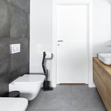 Relaxdays toilet accessoires set - wc-borstelhouder - staande toiletrolhouder - zwart