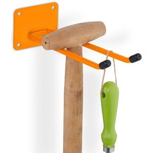 Relaxdays bezemhouder muur - 24 cm - staal - 25 kg - garage - ophangsysteem tuingereedschap