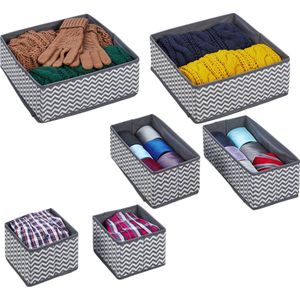 Relaxdays lade organizer set van 6 - lade verdeler opvouwbaar - ondergoed organizer stof