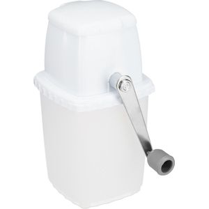 Relaxdays ijscrusher - handmatig - met hendel - kunststof - rvs - crushed ice voor cocktails - wit-grijs