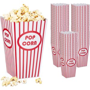 popcorn bakjes - set van 60 - karton - retro-look - gestreept - rood-wit