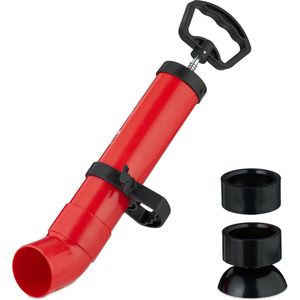 afvoer ontstopper met pomp - 2 opzetstukken - toilet - douche - gootsteenontstopper