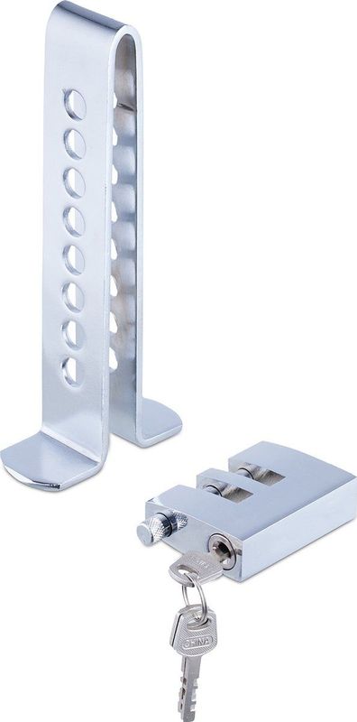 Relaxdays Anti-diefstal pedaal slot auto & camper 8 gaten veiligheid pedaal koppeling gas rem zilver staal