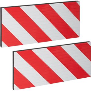 Relaxdays stootrand garage, set van 2, zelfklevend, ideaal voor paaltjes, deurbeschermer auto, reflecterend, rood/wit