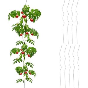 Relaxdays tomatenspiraal set van 10 - metaal - plantensteun tomaten - plantenstok 90 cm