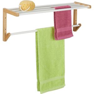 Relaxdays handdoekrek muur - handdoekhouder met 4 stangen - baddoek rek muurbevestiging