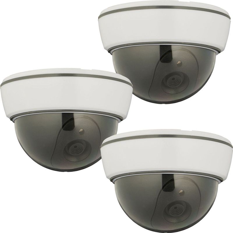 Relaxdays - Dummy Dome Camera - Set van 3 - Wit - Kunststof