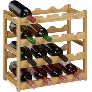 Relaxdays wijnrek bamboe - voor 16 flessen - houten wijnflessenrek - flessenrek keuken