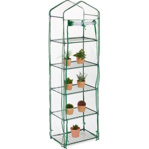 Relaxdays kweekkas balkon - 193 x 58 x 36 cm - 5 etages - ijzer - pvc-folie - foliekas