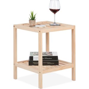 Relaxdays bijzettafel - houten tafeltje met opbergruimte - nachttafel - kleine salontafel