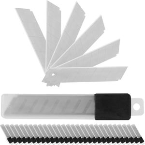 Relaxdays afbreekmes 18 mm, set van 300, reserve hobbymessen, met 7 breekpunten, extra scherpe messen, staal, zilver