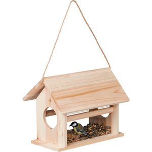 Relaxdays vogelvoederhuisje hangend - hout - opklapbaar dak - vogelhuisje - voederplek
