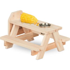 Relaxdays eekhoorn picknicktafel - hout - voedertafel - hangend - eekhooorntafel tuin