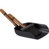 Relaxdays stoffer en blik - open haard - handveger en blik - houten handgreep - metaal