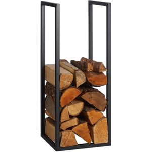 Relaxdays Brandhoutrek van metaal - 75 x 30 x 30 cm - brandhoutrek - brandhoutrek stapelhout, brandhout, brandhout, zwart