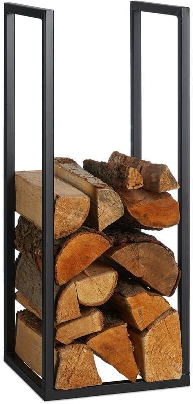 brandhoutrek - metaal - 75 x 30 x 30 cm - stookhout - binnen - open haard - zwart