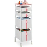 Kommode, Kinder, 4 Stoffschubladen, hbt: 109,5 x 36 x 40,5 cm, Schubladenschrank, Metallgestell, weiß/rosa - Relaxdays