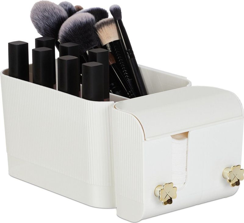 make up organizer - hangend - 4 vakken - zelfklevend - cosmetica - wattenschijfjeshouder