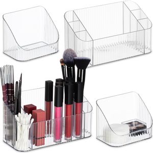 make-up organizer - set van 2 - kunststof - voor kwasten en make-up - transparant