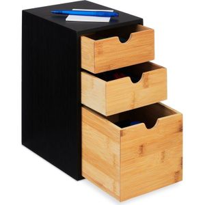 ladeblok - bamboe - 3 lades - 28 x 17 x 21,5 cm - bureau organizer - keuken - badkamer