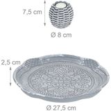 Relaxdays theelichthouders met plateau - 4 kaarsjeshouders met schaaltje - decoratief zand