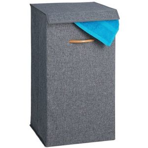 Relaxdays wasmand met deksel - 73 liter - opvouwbaar - handvat - stoffen wasbox - badkamer