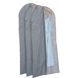 Relaxdays kledinghoes set van 3, 135 x 58 cm, met ritssluiting, voor pakken, jassen, jurken & meer, grijs/transparant
