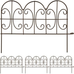 Relaxdays Set van 4 metalen bloemperkrand, elk 28 x 38,5 cm (h x b), bloemperkrand, voor tuin, decoratief hek, in elkaar grijpend, brons
