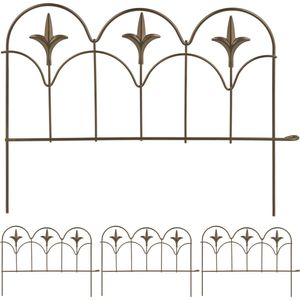 Relaxdays Set van 4 metalen bloemperkrand, elk 28 x 38,5 cm (h x b), bloemperkrand, voor tuin, decoratief hek, in elkaar grijpend, brons