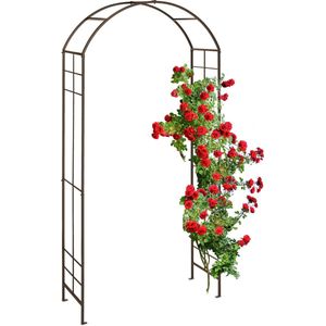 Relaxdays rozenboog, metaal, plantenboog, HxBxD: 224 x 110 x 41 cm, stevige tuinboog voor rozen & klimplanten, brons