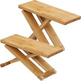 Inklapbaar Wc Krukje - Bamboe - 2-delig Toiletkrukje - Poepkrukje Volwassenen