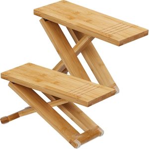 Inklapbaar Wc Krukje - Bamboe - 2-delig Toiletkrukje - Poepkrukje Volwassenen