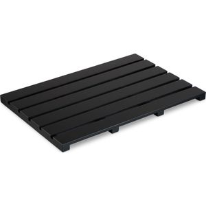Relaxdays badmat bamboe - antislip badkamermat - zwarte douchemat - sneldrogend - sauna