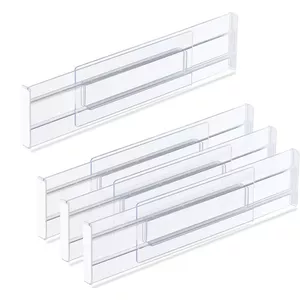 Kamoro Ladeverdeler Van Natuurlijk Bamboe, Set Van 4, Met Veer Voor Een Stevige Grip En Meubelvriendelijke Uiteinden Verstelbare Lade Organizer Tussen 44 En 56 Cm Wit