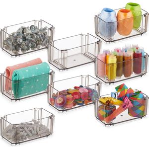 Lade Organizer - 8-delige Set - Kunststof - Bruin - Stapelbaar