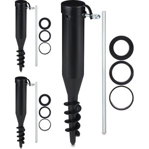 3x parasolhouder schroef - parasol grondboor - grondpen - 40-52 mm - parasolboor
