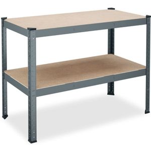 Staal - Werktafel - Verstelbaar - Antraciet - 2 Etages - Tot 150 kg