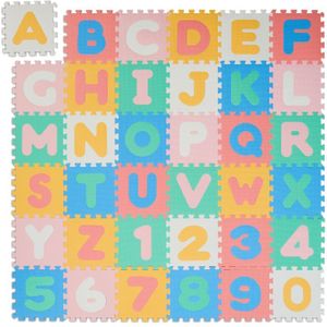 puzzelmat baby - abc - cijfers - 36 delen - 171x171 cm - foam - kruipmat