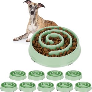 Relaxdays 10x anti-schrokbak - voerbak tegen schrokken - 600 ml - plastic eetbak honden