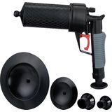 Relaxdays luchtdruk ontstopper - 4 opzetstukken - voor wc douche en wasbak - ontstoppingspomp