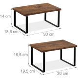 Tischregal 2-tlg. Set, Küchenorganizer für Gewürze, Geschirr uvm., stapelbar, Industrial Design, braun/schwarz - Relaxdays