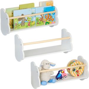 boekenrek kind - wolk - 3 boekenplanken - 50 cm - wandplank kinderkamer
