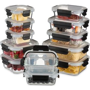 Meal Prep Bakjes - Glas - Set van 12 - 5 Groottes - Luchtdicht
