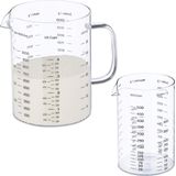 Relaxdays maatbeker - 2-delige set - 500 ml en 1 liter - borosilicaatglas