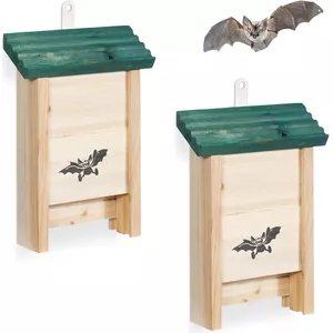 Relaxdays Vleermuiskasten – Set Van 2 – Houten Huisje – 34x22,5x12,5 Cm – Voor Tuin & Natuurbehoud