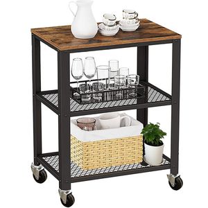 vidaXL Keukentrolley 80x55x70 cm massief ruw mangohout, groentenkar, keuken opberg trolley, theekar, keuken trolley, trolley keuken, serveerkast